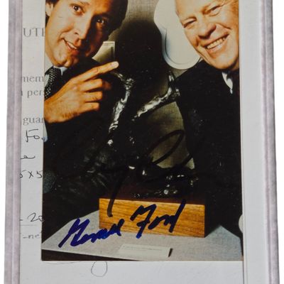 Gerald Ford and Chevy Chase Dual-Signed Photograph