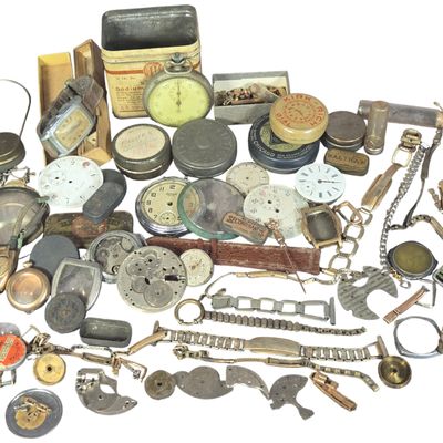 A Large Collection of Vintage Watches, Movements, Cases, and Horological Parts including Gallet and Bulova