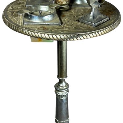 Art Deco Mico Lighted Slag Glass Smoking Stand Floor Lamp