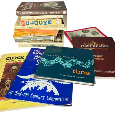 A Collection of Horology Reference Books and Repair Manuals for Clocks and Watches