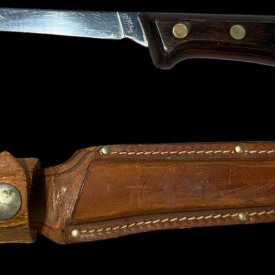Western USA S-W766 Stainless Steel Fish Filet Knife with Leather Sheath