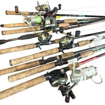 A Collection of 10 Fishing Rod and Reel Outfits including St. Croix, Shimano, and Abu Garcia