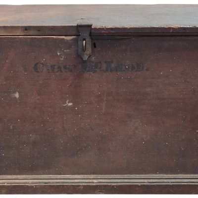 19th Century American Stenciled Six-Board Pine Blanket Chest