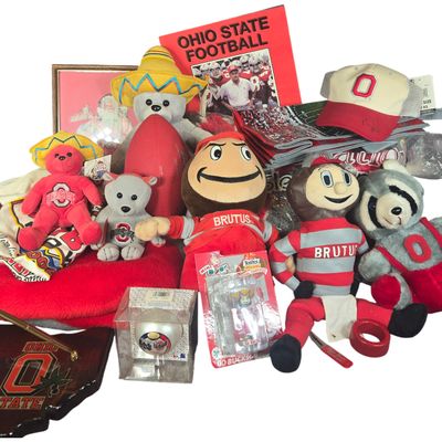 A Collection of Ohio State Buckeyes Collegiate Football Memorabilia and Apparel including an Autographed Hat