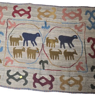 Vintage Egyptian Pictorial Kilim Tapestry Rug