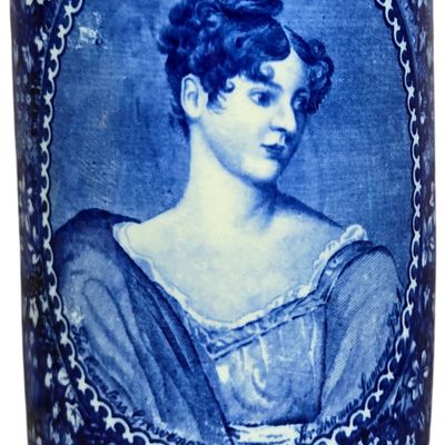 Empire Porcelain Co. English Blue and White Transferware Portrait Bud Vase