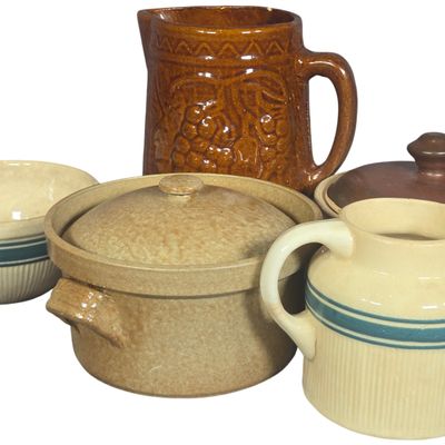 A Collection of Five Assorted American Utilitarian Pottery Pieces