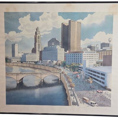 Leland S. McClelland Signed and Numbered Columbus Skyline Lithograph