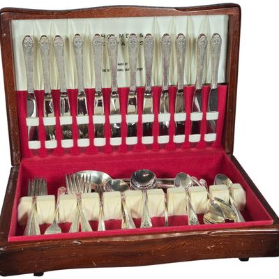 Holmes and Edwards Spring Garden Silverplate Flatware Service for Twelve with Storage Chest