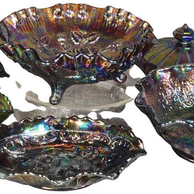 An Assortment of Fenton Iridescent Carnival Glass Tableware