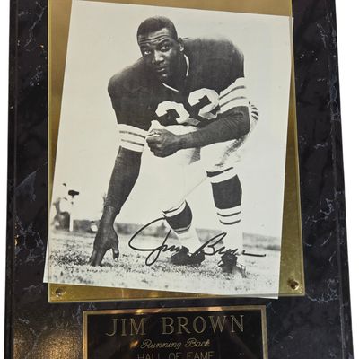 Jim Brown Autographed Cleveland Browns Hall of Fame Commemorative Plaque