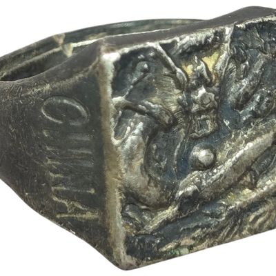 Chinese Export Dragon Signet Ring with Adjustable Shank