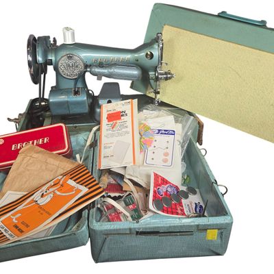 Vintage Brother Electric Sewing Machine with Carrying Case and Accessories