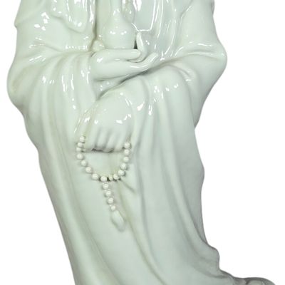 Large Dehua Blanc de Chine Porcelain Guanyin Figure with Bo Ji Yu Ren Mark