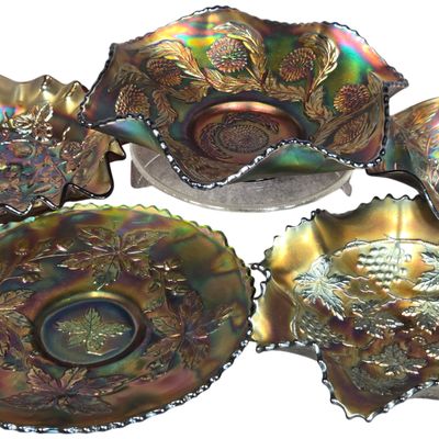 A Collection of Northwood and Fenton Carnival Glass Bowls and Plates