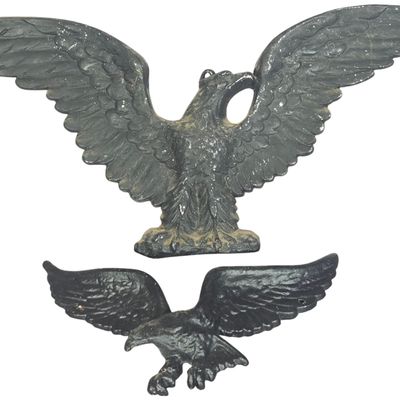 Two American Federal Style Cast Metal Eagle Wall Plaques