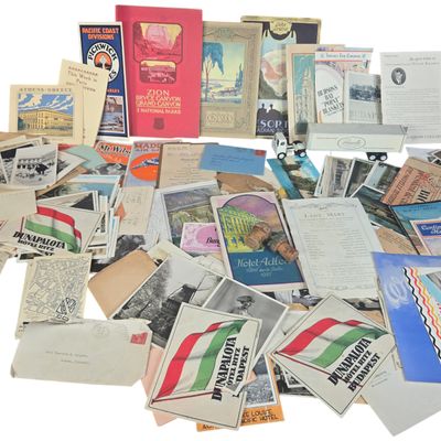 A Large Collection of Vintage International Travel Ephemera, Postcards, and Correspondence, circa 1915-1935