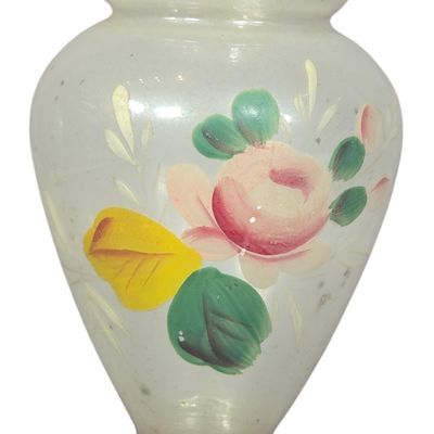 Czechoslovakian Hand-Painted Satin Glass Bud Vase