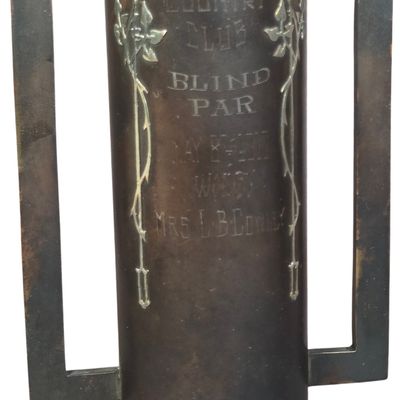 Heintz Art Metal Shop Sterling on Bronze Art Nouveau Golf Trophy Vase 1917