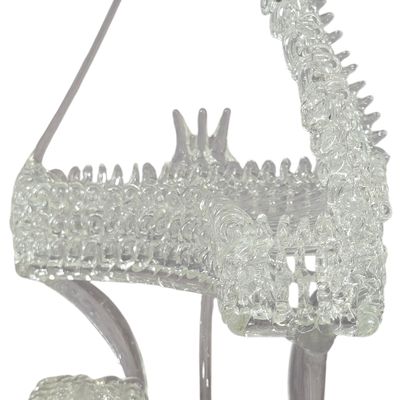 A Pair of Spun Glass Miniature Grand Piano and Stool