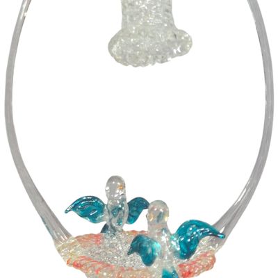 Spun Glass Wedding Bell and Lovebirds Figurine