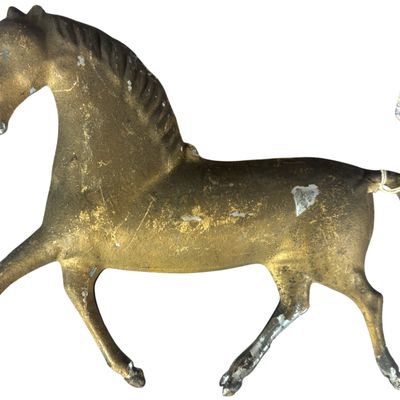 American Folk Art Gilt Tin Running Horse Weathervane Ornament