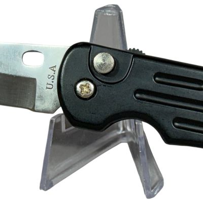 USA Marked Automatic Folding Knife with Black Aluminum Handles