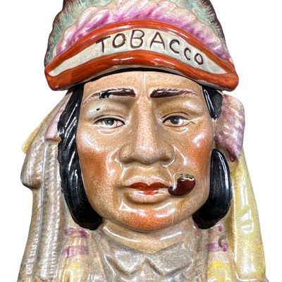 Majolica Figural Indian Chief Tobacco Jar