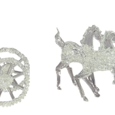 A Hand Blown and Spun Glass Cinderella Carriage and Six Horses