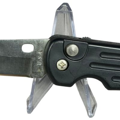U.S.A. Made Automatic Folding Pocket Knife with Black Anodized Aluminum Handles