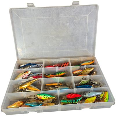An Assortment of Hard Body Fishing Lures Including Rapala Deep Runner Models