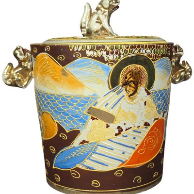 Tashiro Shoten Japanese Satsuma Moriage Lidded Ice Bucket