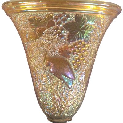 Dugan Marigold Carnival Glass Cockatoo Bird and Grapes Wall Pocket