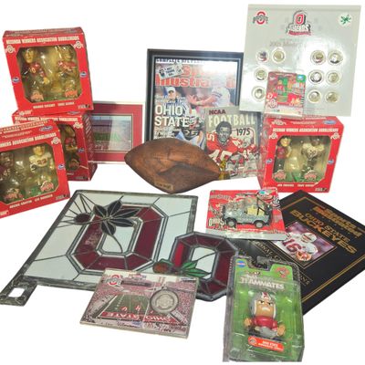 A Collection of Ohio State University Buckeyes Football Memorabilia Including Heisman Winners Association Bobbleheads and Commemorative...