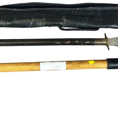 Two Custom Martial Arts Weapons including a Polearm and Weighted Flail with Carry Case