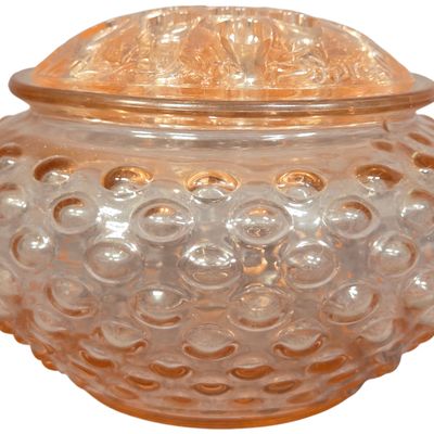 Vintage Pink Hobnail Depression Glass Hair Receiver