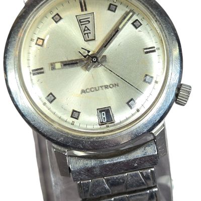 1968 Bulova Accutron Day-Date Stainless Steel Wristwatch