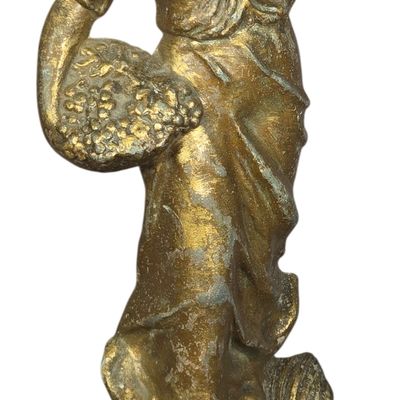 French Art Nouveau Gilded Spelter Figural Clock Topper on Award Base Dated 1907