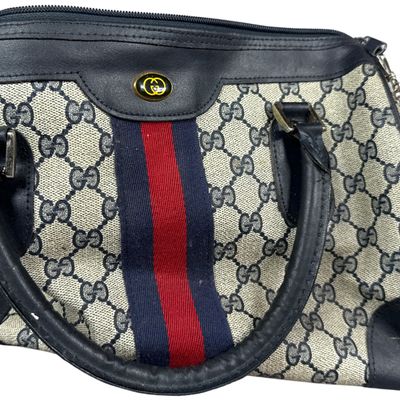 Repro Gucci GG Supreme Monogram Navy Sherry Line Boston Bag