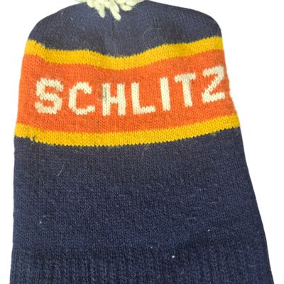 Vintage Schlitz Beer Promotional Knit Pom-Pom Stocking Cap