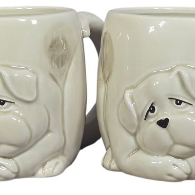 A Set of Four Fitz and Floyd Ceramic Figural Dog Mugs Dated 1979