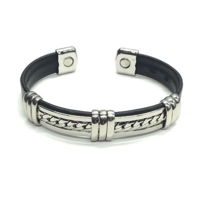 Leather/steel cuff