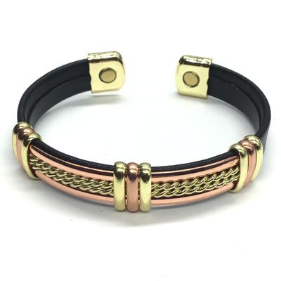Leather/copper cuff bracelet