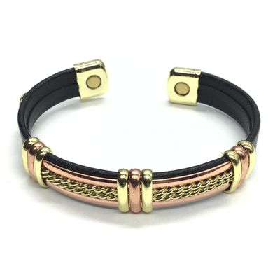 Copper/leather cuff bracelet