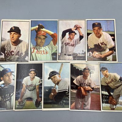 (9) 1953 Bowman Color Baseball Cards - Varying Conditions