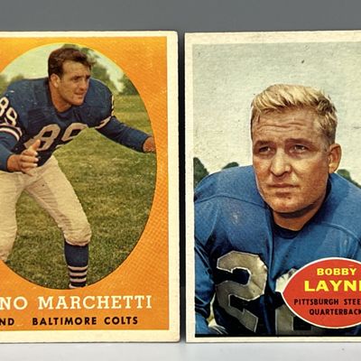 1958 Topps Gino Marchetti #16 & 1960 Topps Bobby Layne #60