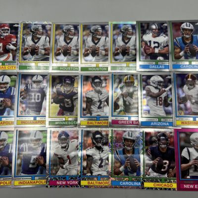(21) 2024 Topps Chrome Football Throwback Inserts W/ Stars, Rookies, & Parallels - Jayden Daniels RC, Caleb Williams RC, Xavier...
