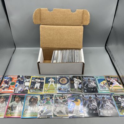 Box of Assorted Oakland Athletics Baseball Cards W/ Many Stars, Rookies, Autos, Relics, Refractors, Parallels, & More
