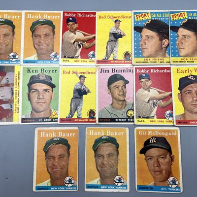 (15) 1958 Topps Baseball Star Player Cards - Frank Robinson, Jim Bunning, Early Wynn - Varying Conditions