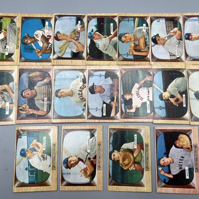 (18) 1955 Bowman Baseball Cards W/ Enos Slaughter - Varying Conditions
